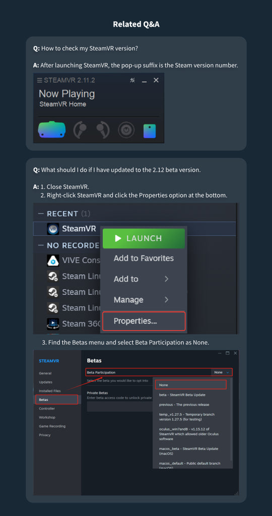 steamVR バージョン互換性に関するご案内